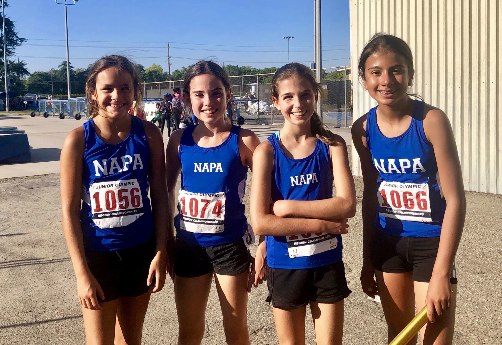 Napa Track Club's Gracie DeFina, Blake Wilsey, Hailey Schuemann and Adela Regalado-Zachold